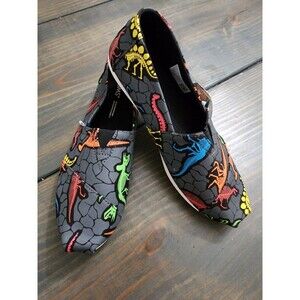 TOMS Alpargata Shoes Glow In the Dark Neon Dino Dig Dinosaur Print Womens US 7